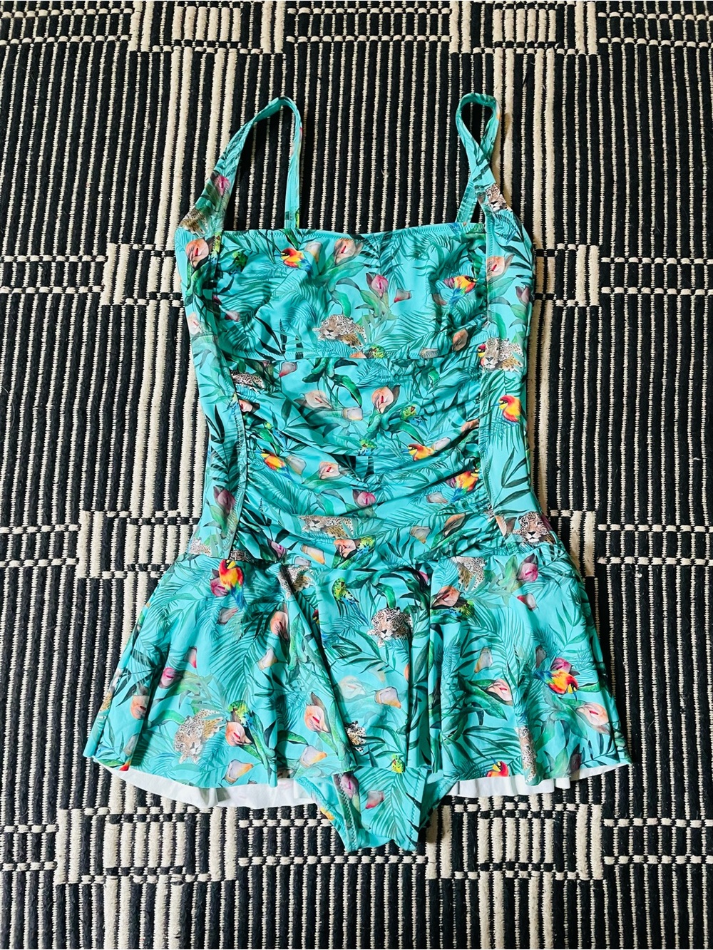 Johnny Was Turquoise Tropical Floral Swimdress - Picture 2 of 3
